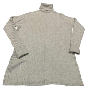 ​HELMUT LANG Baby Alpaca Ribbed Turtleneck Tunic Sweater Dress Gray Cozy Soft M